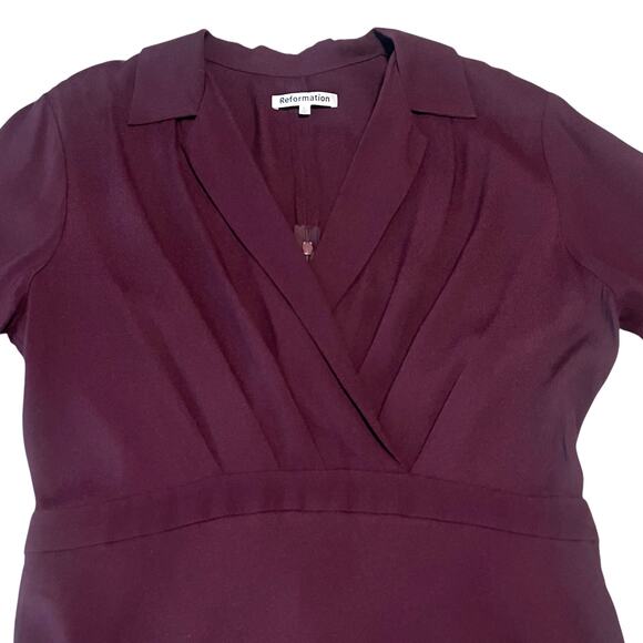 Reformation Danika Short Sleeve V-Neck Midi/Maxi Dress Prune Sz L - Picture 5 of 11